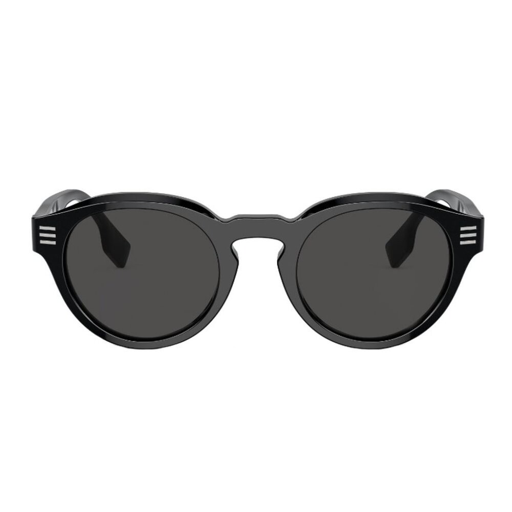 NWT BURBERRY SUNGLASSES UNISEX BLACK ROUND - Picture 3 of 4
